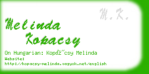 melinda kopacsy business card